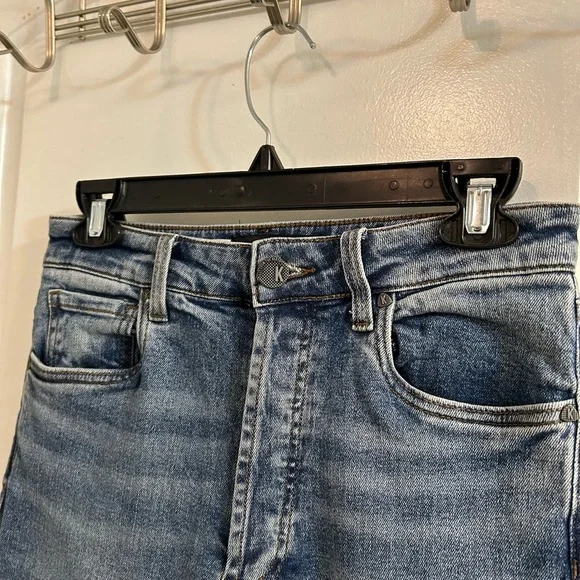 KUT from the Kloth Rosa High-Rise Ankle Straight Medium Wash Raw Hem Denim - Picture 3 of 10